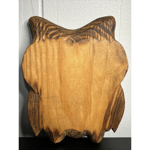 Vintage Wood Hand Carved Owl 6 x 5 Inches Folk art - Picture 2 of 9